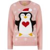 Christmas Penguin Hug LED Light Up Jumer 3A17394R Pink