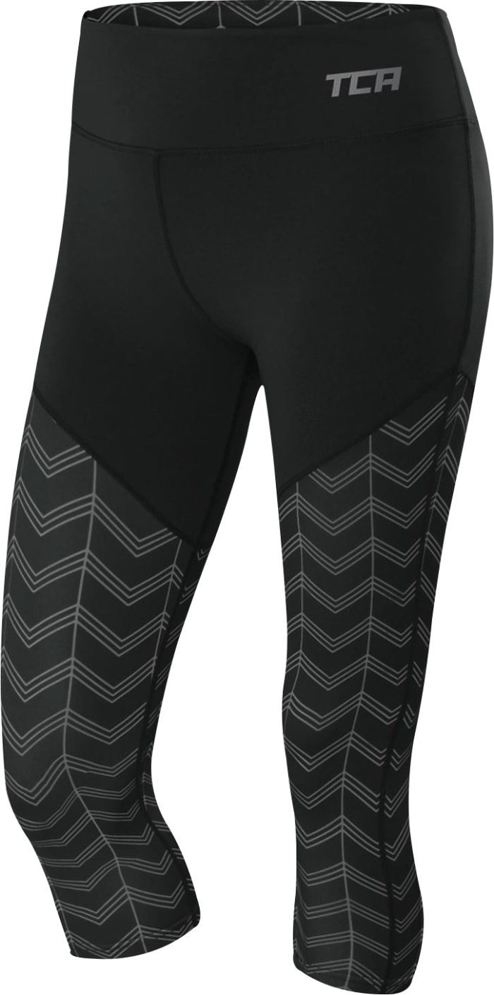 TCA Impulse Printed 3 4 Capri Tights WOCVCA S 25 Black