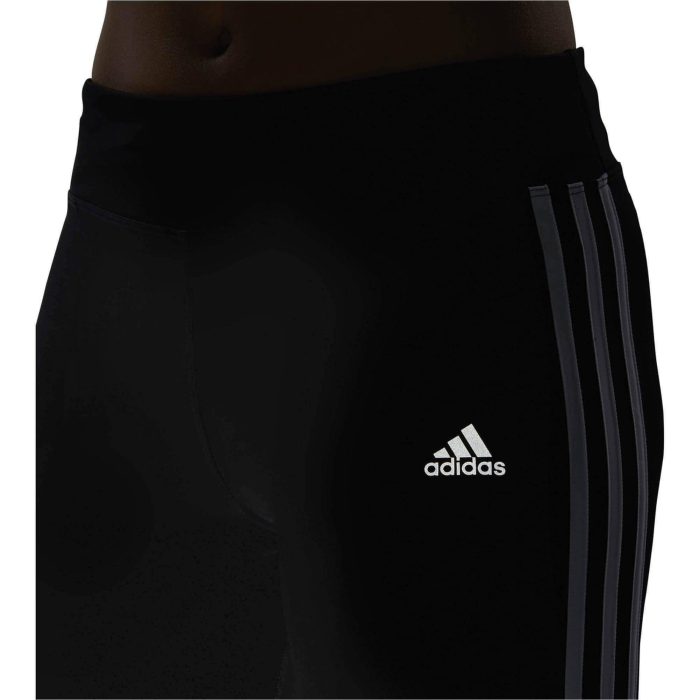 adidas run it 3 stripe womens 7 8 running tights black 28494043873488