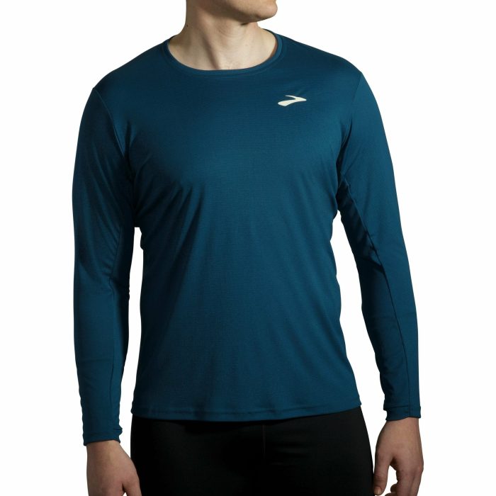 brooks atmosphere long sleeve mens running top blue 37319738294480