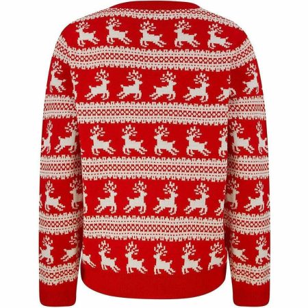 christmas leaping reindeer print womens christmas jumper red 29615355920592