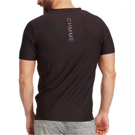 ohmme triangulum short sleeve mens yoga top black 28823637393616