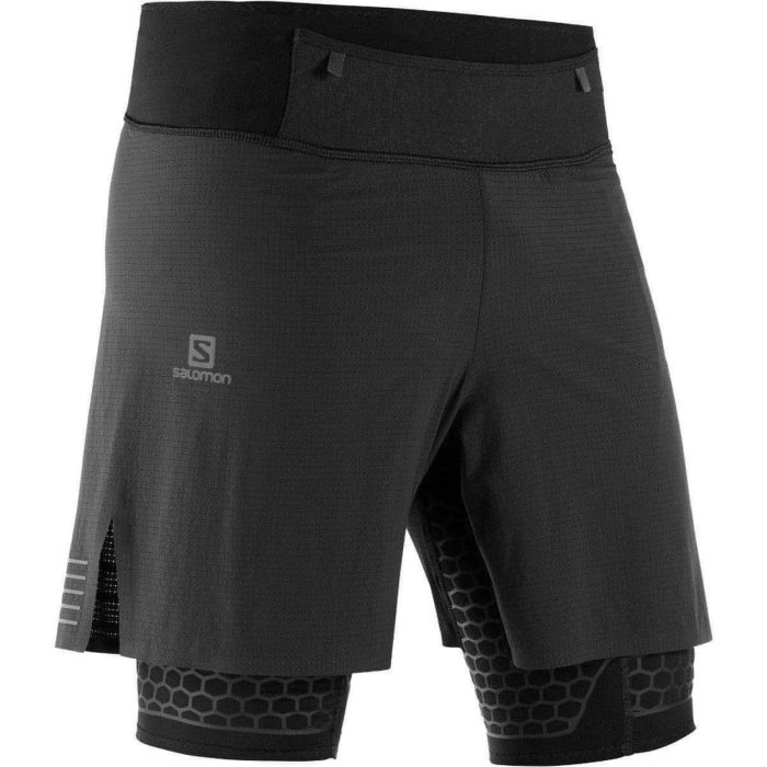 salomon exo twinskin mens 2 in 1 running shorts black 28548218028240