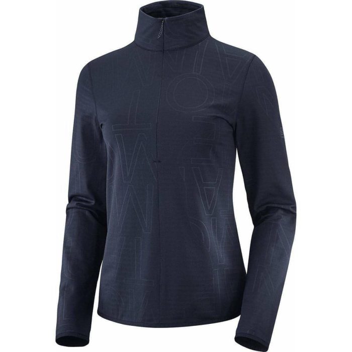 salomon outrack half zip long sleeve womens running top navy 29293785546960