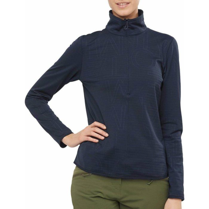 salomon outrack half zip long sleeve womens running top navy 29293785579728