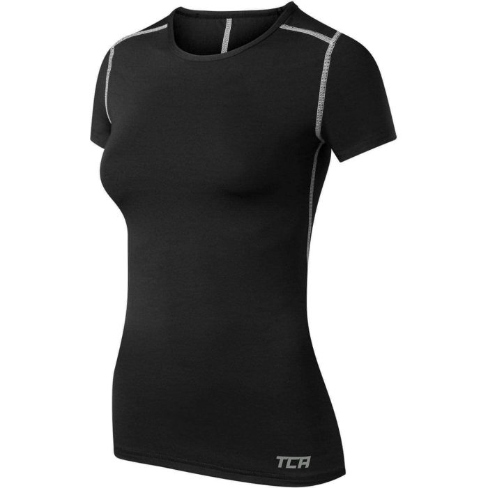 tca pro performance womens short sleeve baselayer running top black 28812337578192