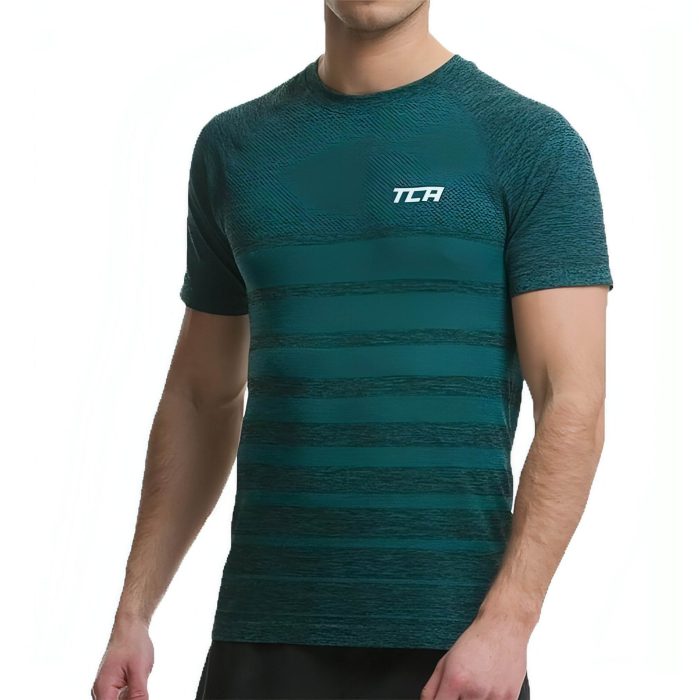 tca superknit engineered short sleeve mens running top green 28811677761744