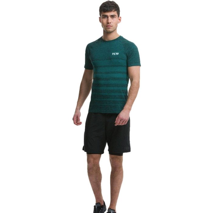 tca superknit engineered short sleeve mens running top green 29615073657040