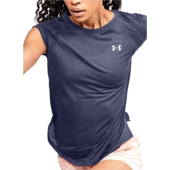 under armour streaker 2 0 shift short sleeve womens running top blue 28551114195152